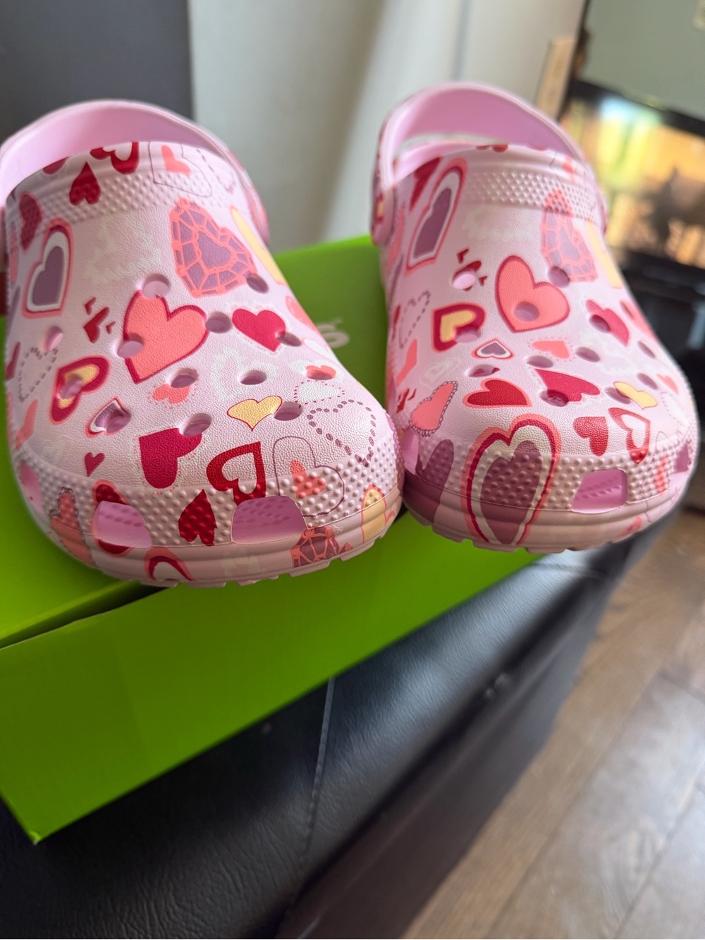 Kids Pink Heart-Print Clog Shoes